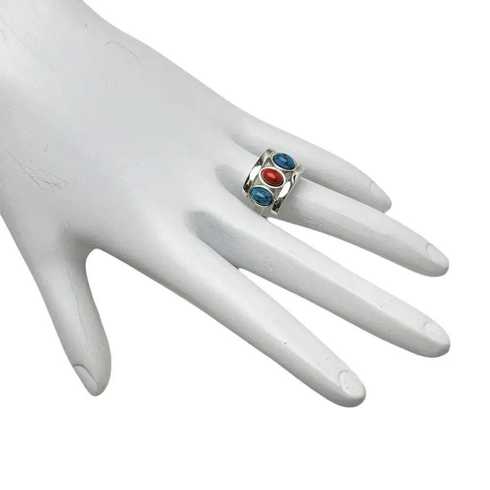 Sarah Coventry Ring Indian Princess Silver Tone Southwestern Boho Adjustable Vtg